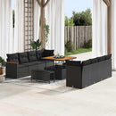 Havesofa Sæt med pude 12 pcs Sort polyrattan