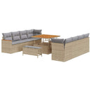 Havesofa Sæt med pude 12 pcs Beige polyrattan