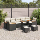 Havesofa Sæt med pude 10 pcs Sort Poly rattan