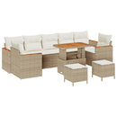 Havesofa Sæt med pude 10 pcs Beige Poly rattan