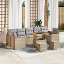 Havesofa Sæt med pude 10 pcs Beige Poly rattan