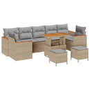 Havesofa Sæt med pude 10 pcs Beige Poly rattan