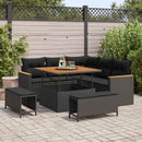 Havesofa Sæt med pude 8 pcs Sort Poly rattan