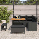 Havesofa Sæt med pude 8 pcs Sort Poly rattan