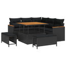 Havesofa Sæt med pude 8 pcs Sort Poly rattan