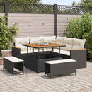 Havesofa Sæt med pude 8 pcs Sort Poly rattan