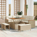 Havesofa Sæt med pude 8 pcs Beige Poly rattan