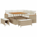 Havesofa Sæt med pude 8 pcs Beige Poly rattan