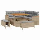 Havesofa Sæt med pude 8 pcs Beige Poly rattan