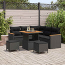 Havesofa Sæt med pude 8 pcs Sort Poly rattan
