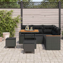 Havesofa Sæt med pude 8 pcs Sort Poly rattan