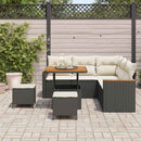 Havesofa Sæt med pude 8 pcs Sort Poly rattan