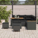 Havesofa Sæt med pude 8 pcs Sort Poly rattan