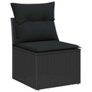 Havesofa Sæt med pude 8 pcs Sort Poly rattan