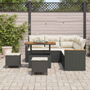 Havesofa Sæt med pude 8 pcs Sort Poly rattan