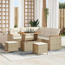 Havesofa Sæt med pude 8 pcs Beige Poly rattan