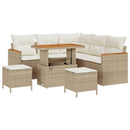 Havesofa Sæt med pude 8 pcs Beige Poly rattan