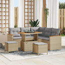 Havesofa Sæt med pude 8 pcs Beige Poly rattan