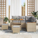 Havesofa Sæt med pude 8 pcs Beige Poly rattan