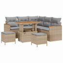 Havesofa Sæt med pude 8 pcs Beige Poly rattan