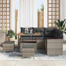 Havesofa Sæt med pude 8 pcs Grå Poly rattan