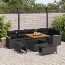 Havesofa Sæt med pude 9 pcs Sort Poly rattan