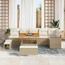 Havesofa Sæt med pude 9 pcs Beige Poly rattan