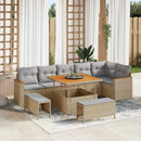 Havesofa Sæt med pude 9 pcs Beige Poly rattan