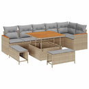 Havesofa Sæt med pude 9 pcs Beige Poly rattan
