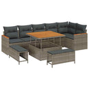 Havesofa Sæt med pude 9 pcs Grå Poly rattan