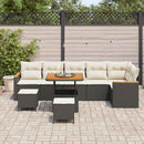 Havesofa Sæt med pude 9 pcs Sort Poly rattan