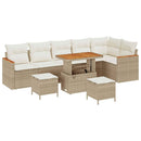 Havesofa Sæt med pude med opbevaring Beige Poly rattan