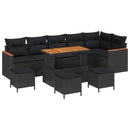 Havesofa Sæt med pude 10 pcs Sort Poly rattan