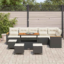 Havesofa Sæt med pude 10 pcs Sort Poly rattan