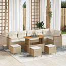 Havesofa Sæt med pude 10 pcs Beige Poly rattan
