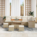 Havesofa Sæt med pude 10 pcs Beige Poly rattan
