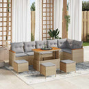 Havesofa Sæt med pude 10 pcs Beige Poly rattan