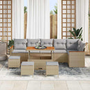 Havesofa Sæt med pude 10 pcs Beige Poly rattan