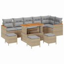 Havesofa Sæt med pude 10 pcs Beige Poly rattan