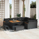 Havesofa Sæt med pude med opbevaring 12 pcs Sort Poly Rattan