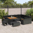 Havesofa Sæt med pude med opbevaring 12 pcs Sort Poly Rattan