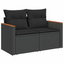 Havesofa Sæt med pude med opbevaring 12 pcs Sort Poly Rattan