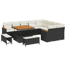 Havesofa Sæt med pude med opbevaring 12 pcs Sort Poly Rattan