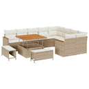 Havesofa Sæt med pude med opbevaring 12 pcs Beige Poly Rattan