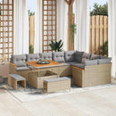 Havesofa Sæt med pude med opbevaring 12 pcs Beige Poly Rattan