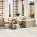 Havesofa Sæt med pude med opbevaring 12 pcs Beige Poly Rattan