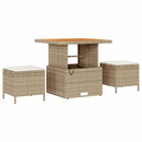 Havesofa Sæt med pude med opbevaring 12 pcs Beige Poly Rattan