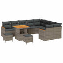 Havesofa Sæt med pude med opbevaring 12 pcs Grå Poly Rattan