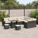 Havesofa Sæt med pude med opbevaring 12 pcs Sort Poly Rattan