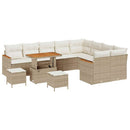 Havesofa Sæt med pude med opbevaring 12 pcs Beige Poly Rattan